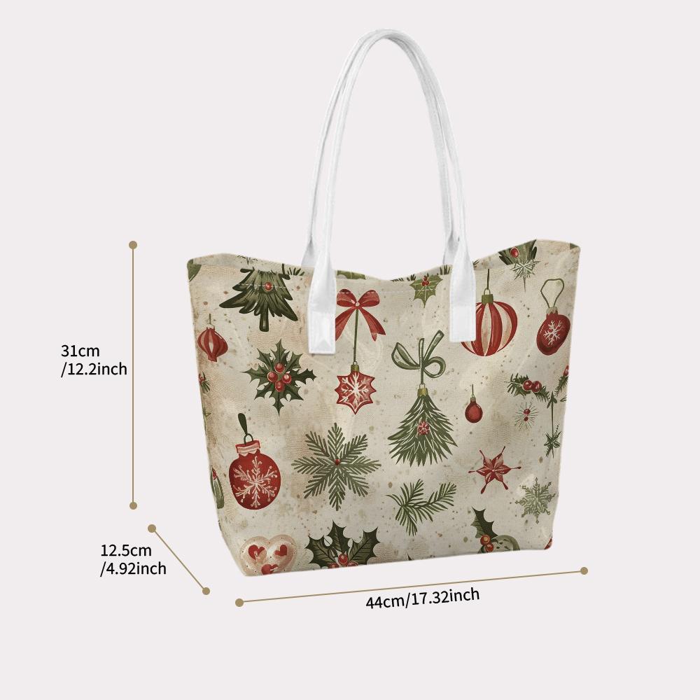 Christmas Pattern Tote Bag Festive Handbag for Daily Use