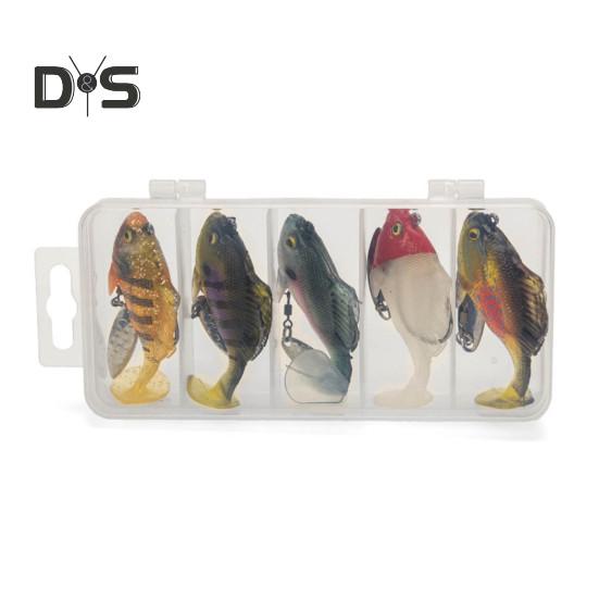 5Pcs 6CM/10.5G Jumping Fish Lure with Spinner Blade Weedless Hook Paddle Tail Artificial Bait Saltwater Freshwater Walleye Bass Fishing Accessories