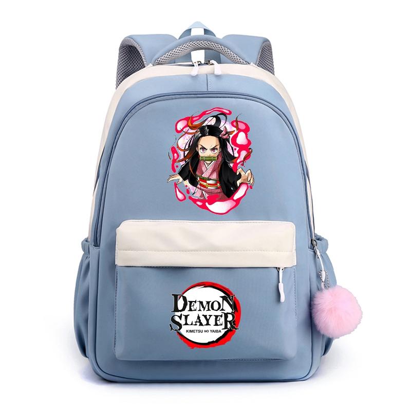 Аниме Demon Slayer, нейлоновый милый мягкий рюкзак, повседневная сумка для книг, школьная сумка для девочек, мальчиков, мужчин и женщин, дорожная сумка для отдыха Mochila