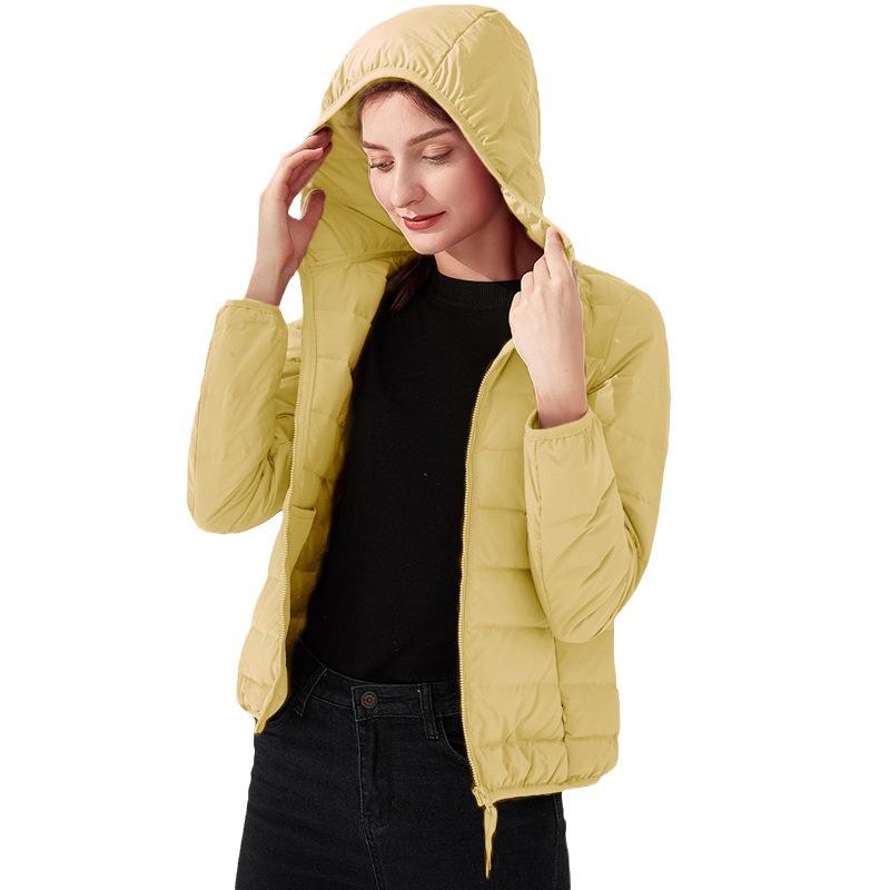Женская 90-дюймовая пуховая куртка с капюшоном, бесшовная, с гелевым наполнителем, короткая, большого размера, пальто