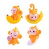 4 Piece Fun Monkey Fishing Moon Miniature Statue Cartoon Desktop Item Kids Room Decoration Resins Art Ornaments Set