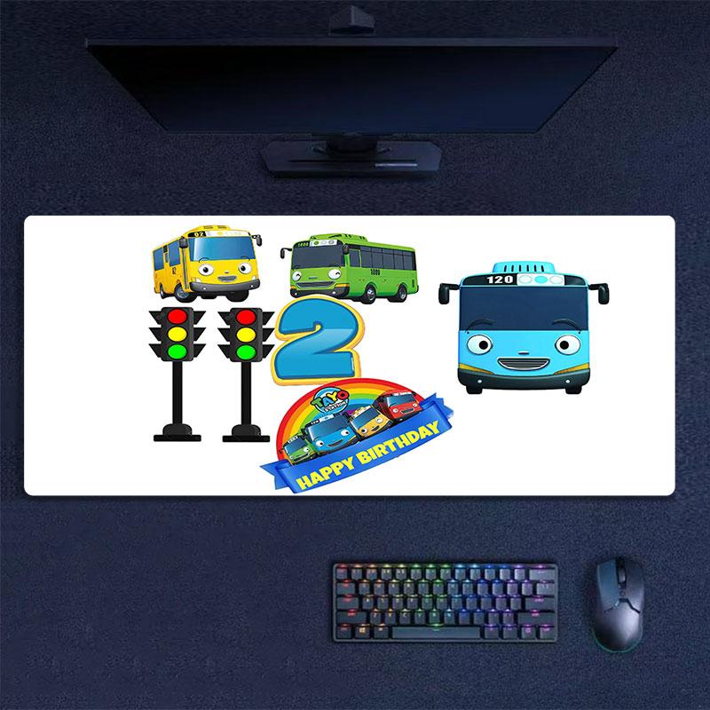 Tayo the Little Bus Mouse Pad, Large Gaming Desk Mat, Non-slip XXL Mousepad for Laptop & Tablet, Mini PC Playmat with Stitched Edges