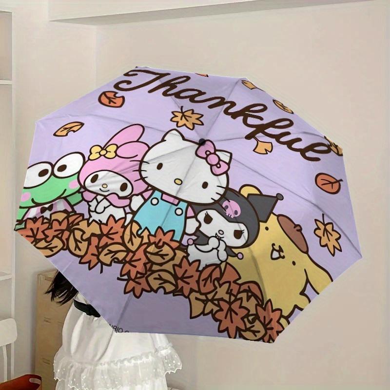 1pc Hello Kitty Thankful Fall Umbrella with Plastic Handle,Suitable for All Seasons Home Travel Outdoor UmbrellaSanlio590