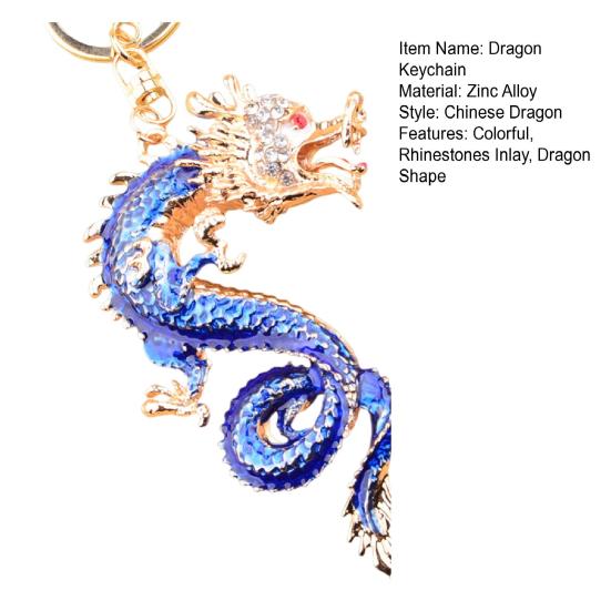 3D мультяшный 2024 год Дракона, кулон, брелок с драконом и инкрустацией стразами, цинк, счастливый китайский