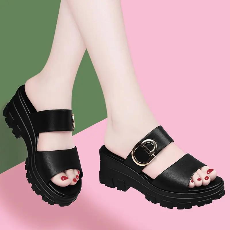 Модные женские тапочки, сандалии на платформе, толстая обувь для женщин, повседневные уличные шлепанцы, стильная обувь, высокое качество, новинки, распродажа, люкс