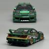 МИНИГТ 1:64 Nissan LB-Super Silhouette S15 SILVIA LBWK 2024 Зеленый Хром Литой диск MGT Модель автомобиля 858