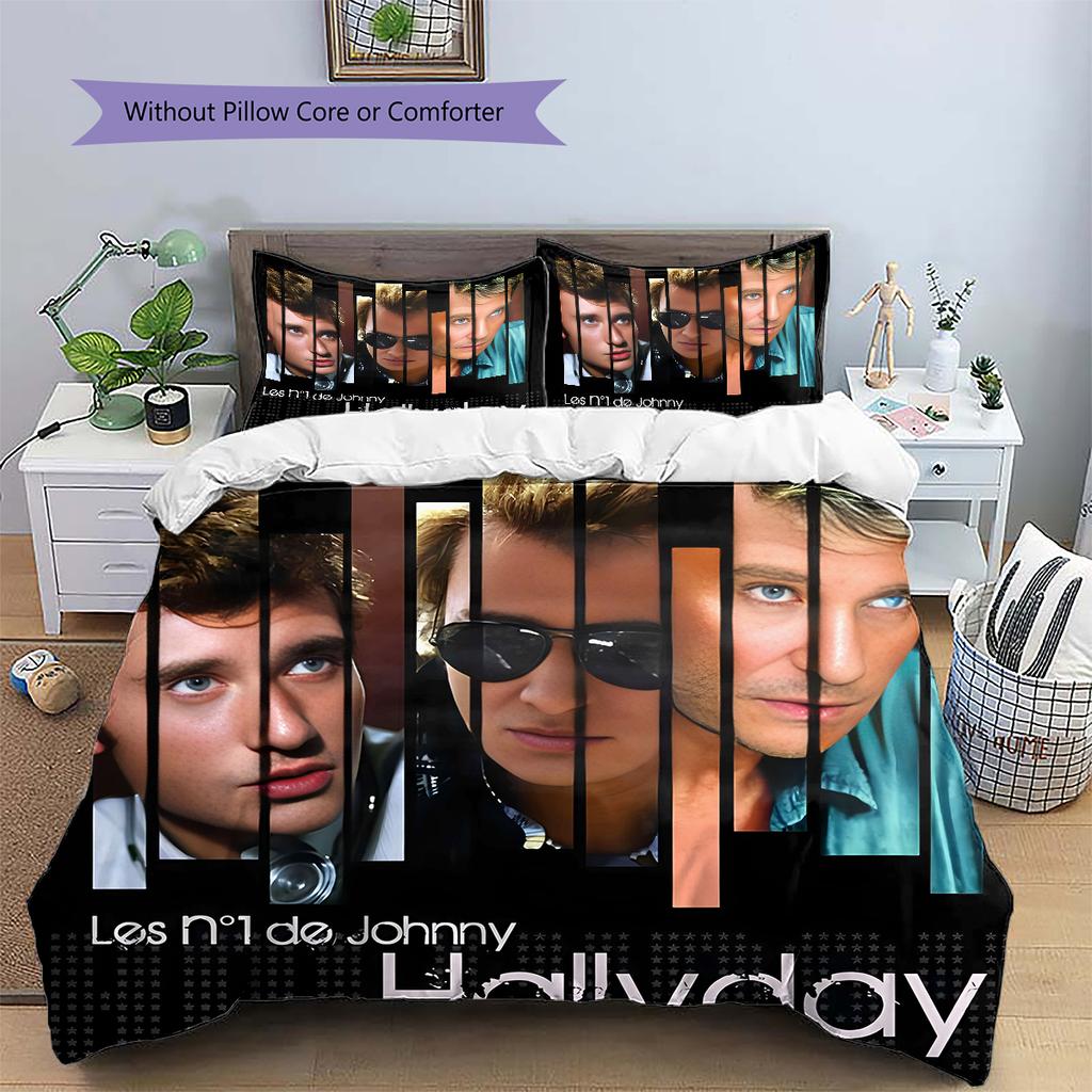 1PC Johnny Hallyday pattern Bedding Quilt Set Quilt Cover Pillowcase Home Decoration Birthday Gift (1 * duvet cover + 17 * pillowcase, without core)