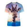 Fashion Funny Cartoon Animal Giraffe Graphic T Shirts For Men Summer Trend Casual Cute Harajuku Printed Round Neck Short Sleeve