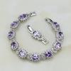 Панк 925 стерлингового серебра ювелирные изделия браслеты для женщин фиолетовый циркон белый кристалл шарм свадебный браслет