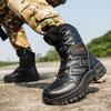Уличные военные ботинки Тактические тренировочные походные ботинки Кожаная резиновая подошва Нескользящие износостойкие удобные ботинки на молнии Водонепроницаемые рыболовные ботинки