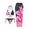 2025 European & American Print Slimming Bikini Swimsuit with Wrap Skirt - Women's 3-Piece Beach Set