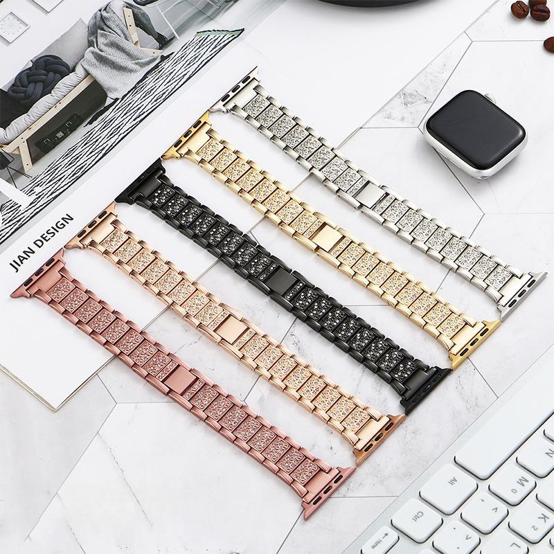 Ремешок с бриллиантами для Apple Watch Band 40 мм, 45 мм, 44 мм, 41 мм, 42 мм, 38 мм, металлический ремень для Iwatch Ultra, 49 мм, серии 8, 7 SE, 6, 5, 4, женский браслет