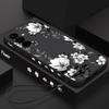 Черно-белый цветочный узор Чехол-шнурок Для Samsung Galaxy S25 S24 Ultra S23 S22 S21 FE A17 A15 A16 A35 A36 A56 A54 A55 5G Чехол