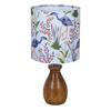 Rustic Wooden Dovel Pot Table Lamp with Printed Fabric Shade| Handcrafted Bedside Nightstand Light for Living Room, Bedroom, Office Cafe Home Décor,