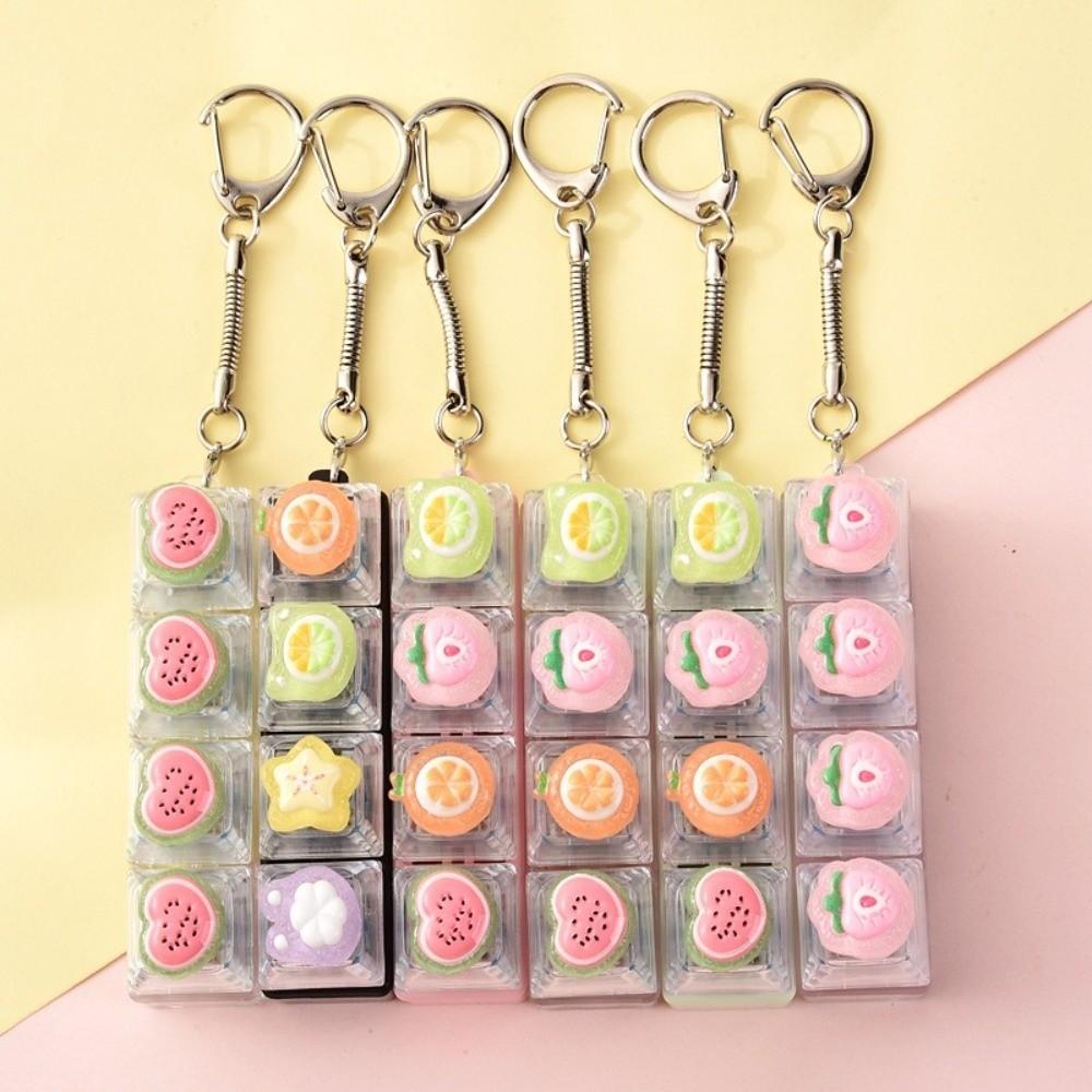 4-Key Reduce Pressure Toy Fruit Mini Keychain Pendant Push Button Keychain Reduce Anxiety
