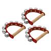 PATIKIL 3-Piece Jingle Bell Hand Bells, Handheld Wrist Bells, Wooden Percussion Instrument with 7 Bells, for Music Classes, Parties, and Christmas,