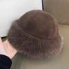 Autumn And Winter Women'S Fashion Fur Cap Fur Hat Fur Hats Mongolian Hat Brimless Plush Fluffy Skiing Riding Warm Caps