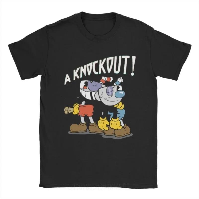 Knockout Cuphead Футболки Мужские Повседневные Хлопковые Футболки С Круглым Вырезом С Коротким Рукавом Одежда Больших Размеров