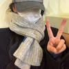 Wool Knitted Wool Scarf Girls Winter Senior Feeling Thickened Warm Scarf Student Versatile Shawl Gray
