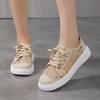 Women Summer Beige School Sneakers Casual White Walking Shoes Girl Breathable Lace Shoes Large Size