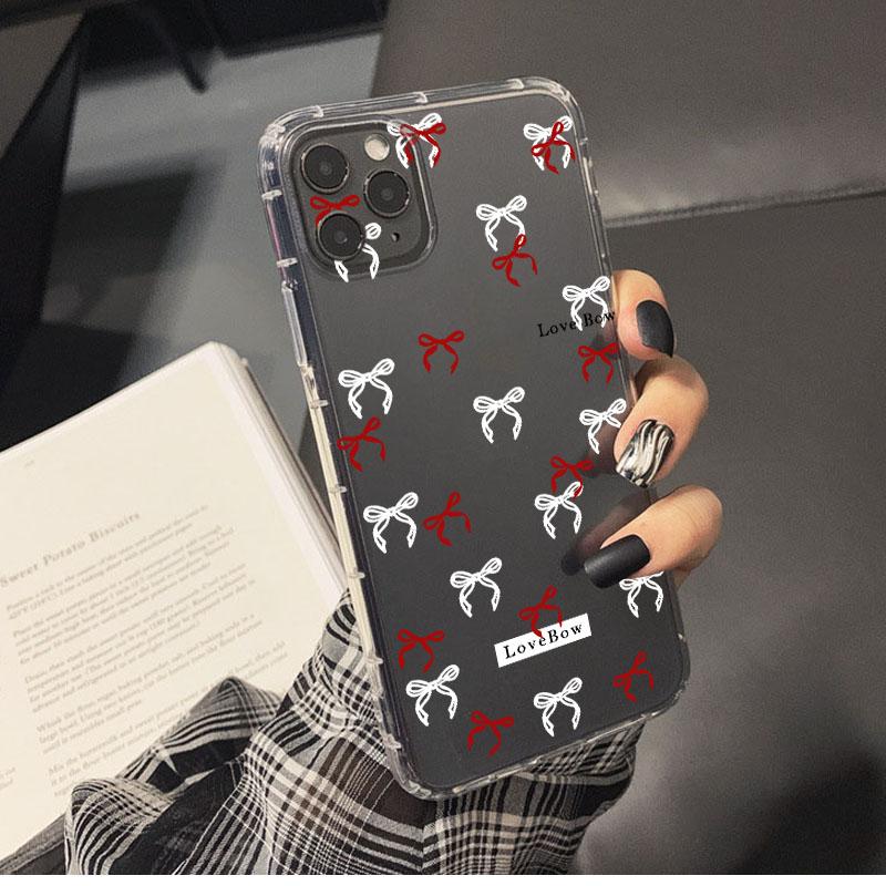 Прозрачный чехол для телефона с принтом разноцветных бантов для iPhone 15 14 13 12 11 Pro Max SE XR X XS 7 8 Plus SE 2 Прозрачный TPU Ударопрочный чехол