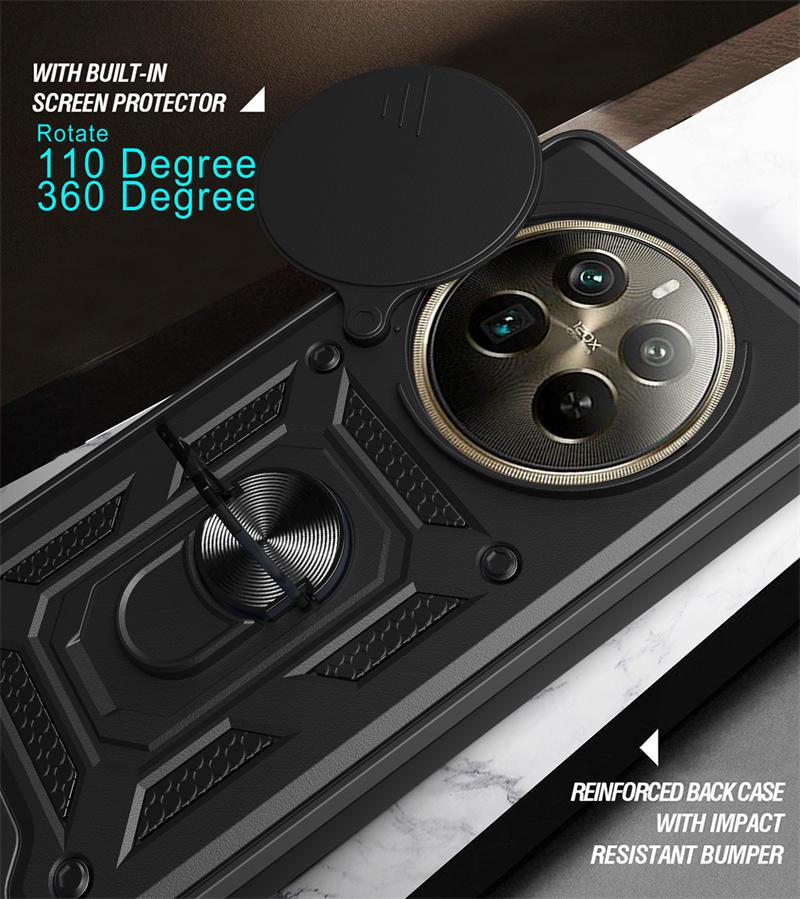 Funda For Realme 12 Pro Plus Ударопрочный защитный чехол Armor Slide Lens Protective Case For Realme 12 Pro Realme12 Pro+ Магнитный держатель Кольцо Чехол