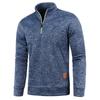 Autumn Winter Solid Color Knit Pullovers Men Long Sleeve Zipper Stand Collar Sports Knitwear