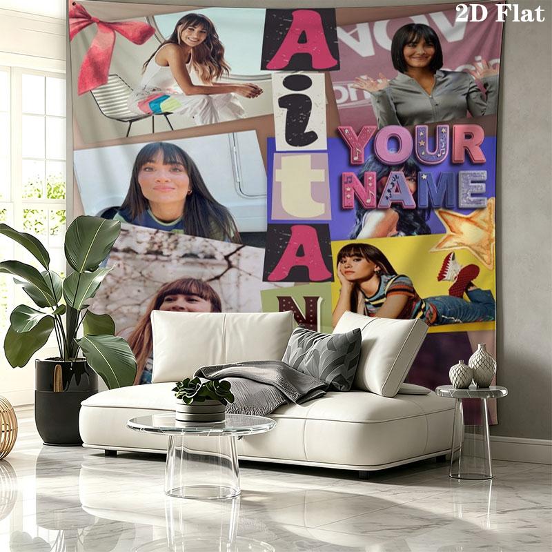 Aitana Custom Name Wall Tapestry Aesthetic Wall Hanging Printed Fabric Blanket Decorative Tapestries for Bedroom Living Room Home Decor