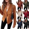 Autumn Fashion Women New Jackets Casual Imitation Deerskin Short Coat Big Lapel Elegant Long Sleeve Zipper Solid Color Clothes 1572