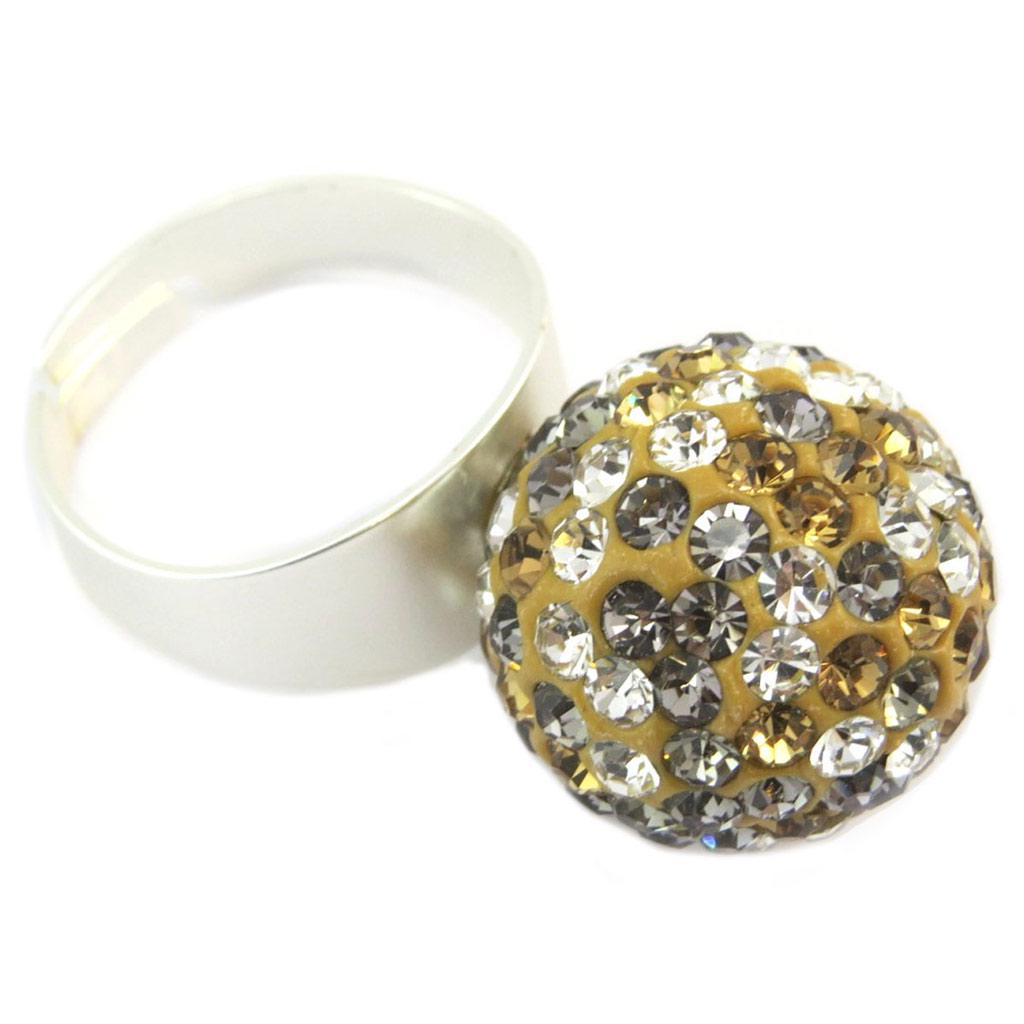 Dolce Vita [P6338] — Дизайнерское кольцо «Illuminations», серебристо-бежевое — 17 мм