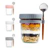 Overnight Oats Container with Lid and Spoon Portable Breakfast Oatmeal Cereal Nut Yogurt Cup 350ML Fruit Salad Food Storage Box