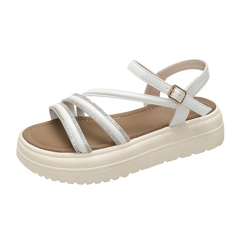Стразы пляжные сандалии женские летние новые фея ветер платформа с юбкой увеличение высоты одно слово с сандалиями