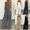 Women's Casual Denim Overalls Wide Leg Jumpsuit with Side Buttons In Multiple Colors