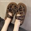 Женские меховые леопардовые хлопковые туфли на плоской подошве, повседневная обувь для женщин, тренд 2025 года, новые зимние сапоги, зимние удобные женские зимние ботинки