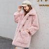 Brushed, Faux Rabbit Fur Fur Coat Faux Fur Medium Length, Occupying A Loose Winter Women's Coat with Cowhorn Buckle Coat
