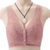 Large Size New Lace Front Buckle Underwear Women's Soft Cotton Insertable Vest Type No Steel Ring Bra