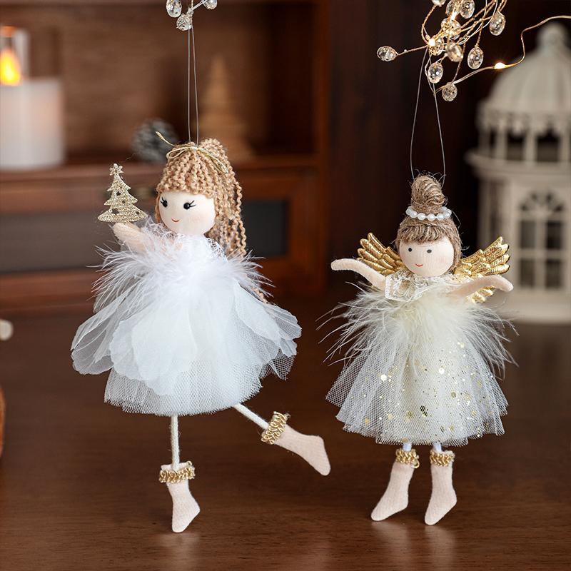 1PC Angel Girl Romantic Christmas Gift Pendant Creativity Plush Doll Decoration Cute Mesh Ornament