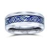 Titanium Width 8mm Celtic Knot Blue Silver Dragon Pattern Comfort Fit Wedding Ring Size 23 [Bling Jewelry]