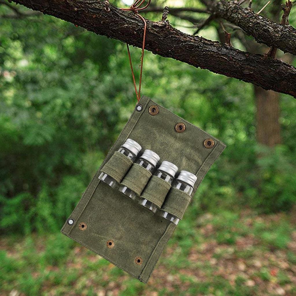 Camping Spice Container -KIT Travel Bag with A Carrying Holder Glass Glasses for