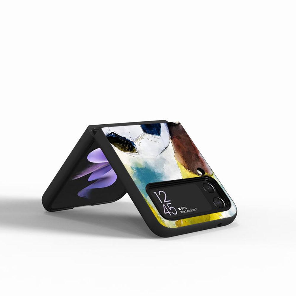 Football Sport Soccer Case for Samsung Galaxy Z Flip4 Flip3 5G PC Hard Cell Phone Shell Z Flip 4 3 Black Zflip4 Zflip3 Cover