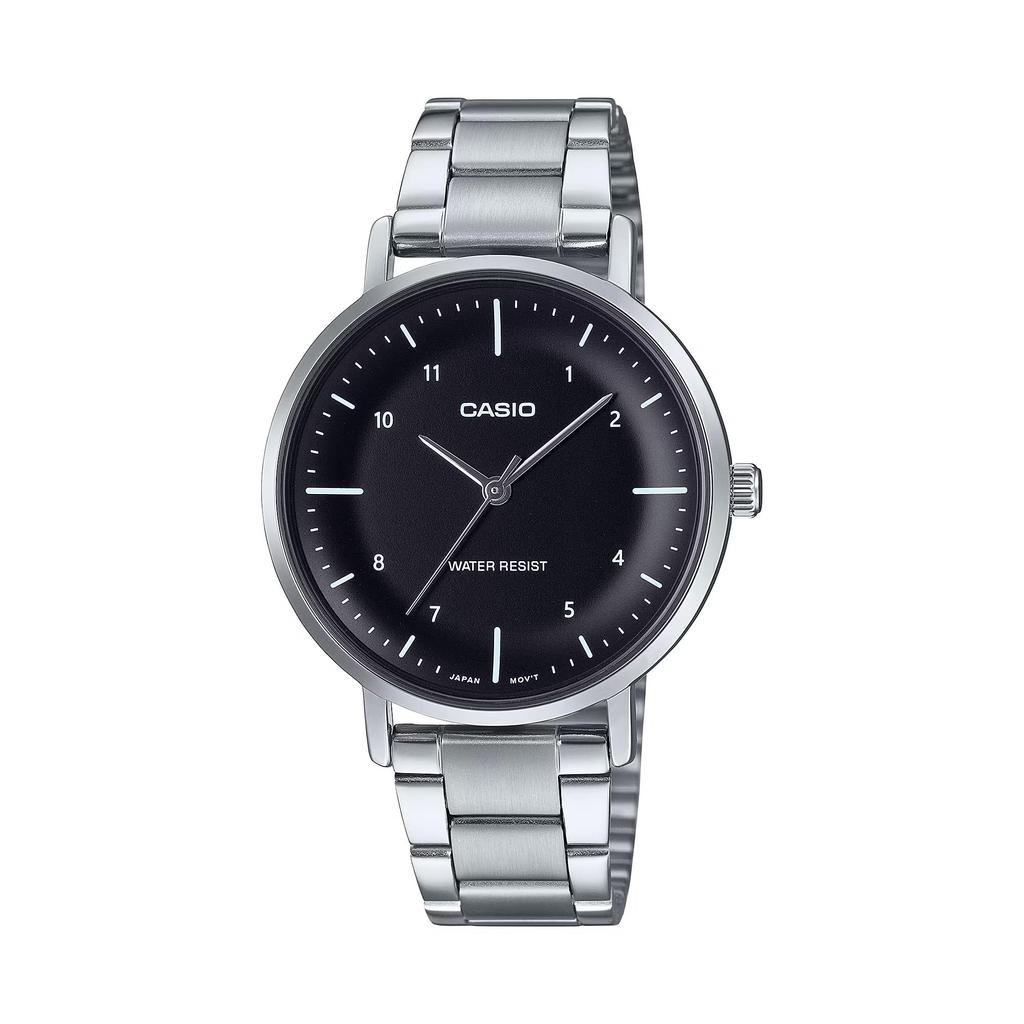 CASIO Металлическая международная модель Женские часы, Браслет, LTP-VT03D-1B, Черный,