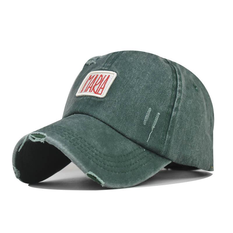 Новая бейсболка MARIA из хлопка Бейсболка с вышитым алфавитом Постиранная и состаренная шляпа от солнца из хлопка