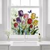 Removable Tulip Window Decals Waterproof Tulip Butterfly Wallpaper Tulip Glass Stickers  Doors