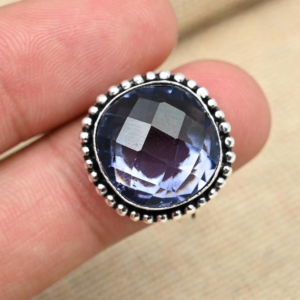 Драгоценный камень иолит, стерлинговое серебро 925 пробы, ювелирные изделия ручной работы, подарок на помолвку, ювелирные изделия, женское кольцо