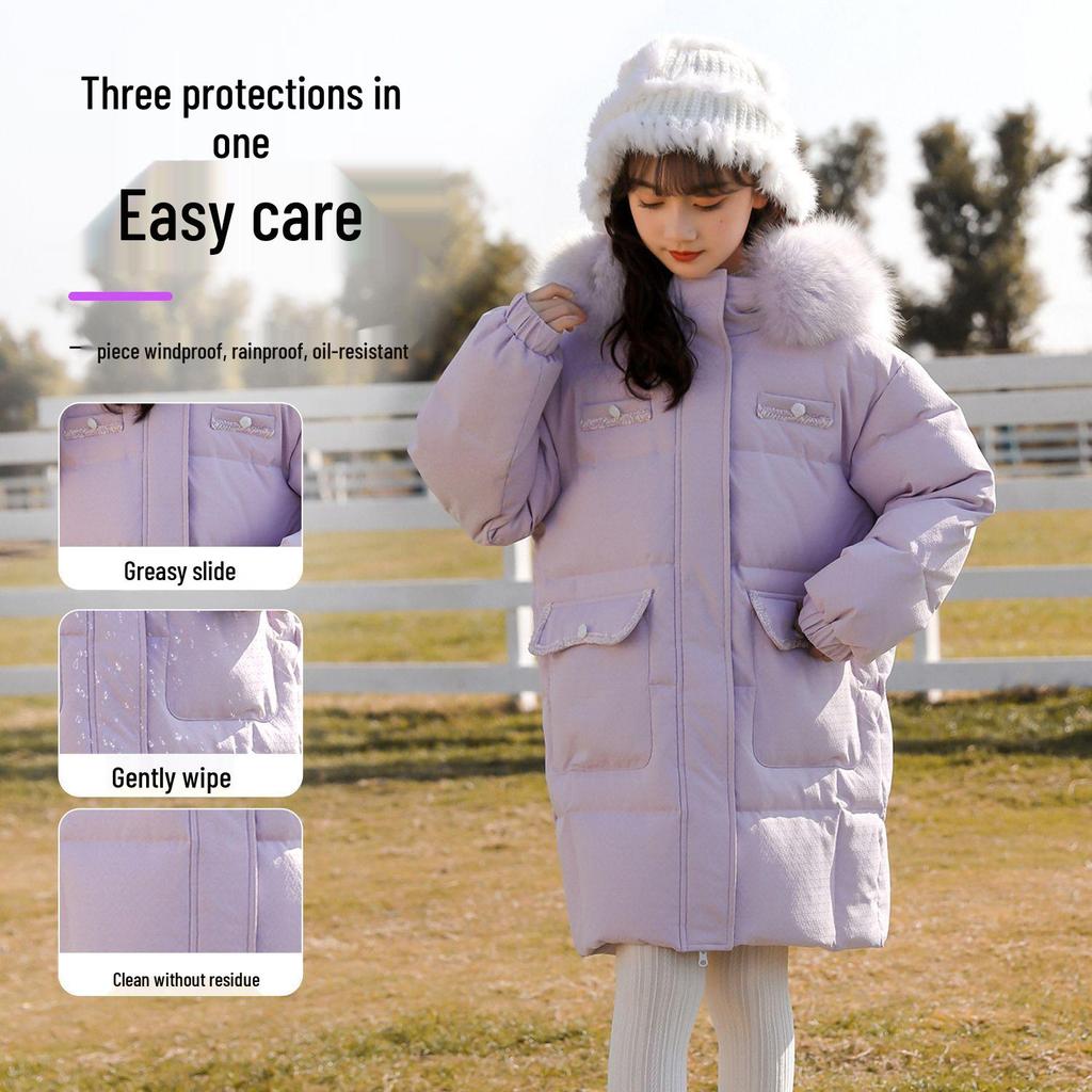 Девочковый пуховик средней длины - Зимняя коллекция 2025: Плотный, Теплый и Стильный для Детей