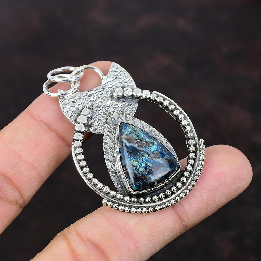 Азурит Малахит Подвеска Стерлингового Серебра 925 Подвеска Из Натурального Драгоценного Камня Ювелирные Изделия Ручной Работы Дизайнер Подвеска Подарок Для Жены Подвеска Из Исцеляющего Камня