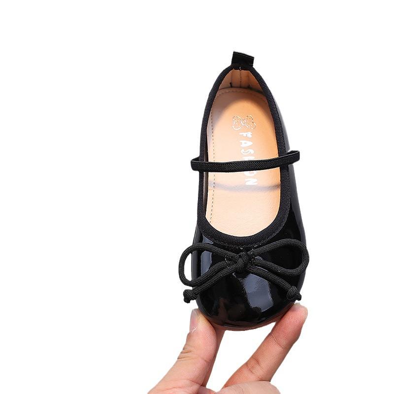 Girls' Patent Leather Candy Color Princess Shoes - Autumn Soft Sole Bean Shoes