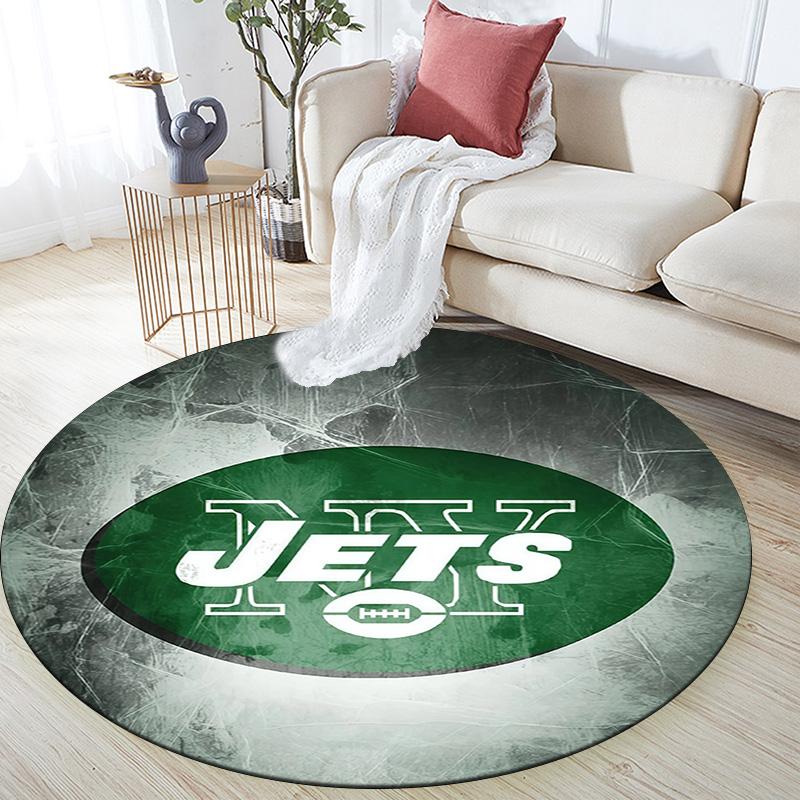 New York Jets2 Round Area Rug,Carpet Rug for Living Room Bedroom Sofa Playroom Decor,Non-slip Floor Mat