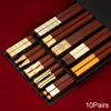 5/6/8/10 пар палочек для еды из красного дерева, китайские палочки для еды, высокое качество, красивая посуда, нескользящие палочки для суши, набор палочек для еды на кухне