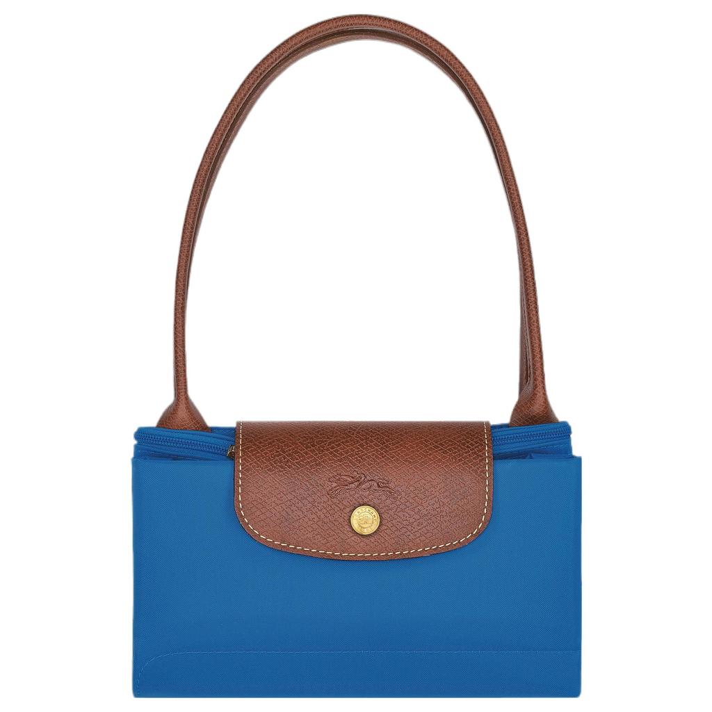 Longchamp Сумка-тоут Le Pliage 28 на длинной ручке из канваса и кожи Женская тоут Кобальтово-синий 2605089P78